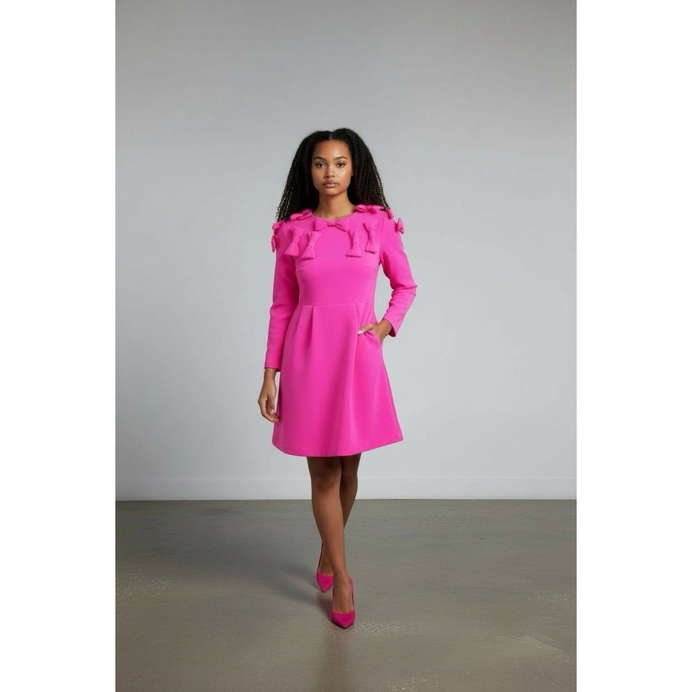Tuckernuck Bow Dress Womens M Hot Pink Cameron Eubanks Wimberly NWT - Picture 1 of 12